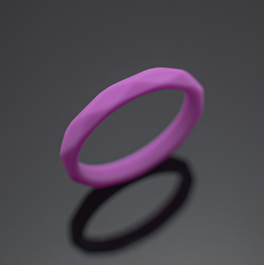 Women Silicone Wedding Bands | 3 Rubber Ring Set | White/Black/Purple