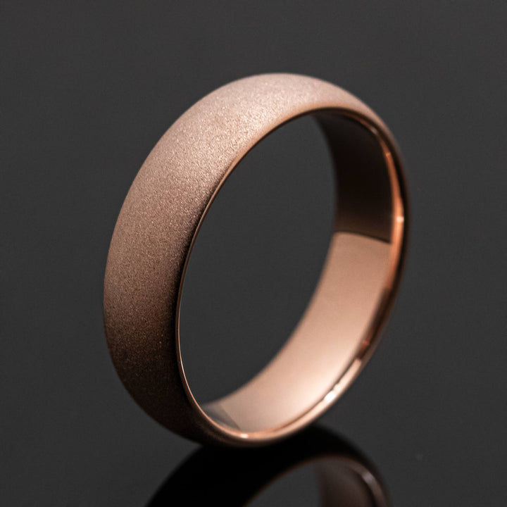 Rose Gold Sandblasted Tungsten Wedding Band Ring in 6mm Width