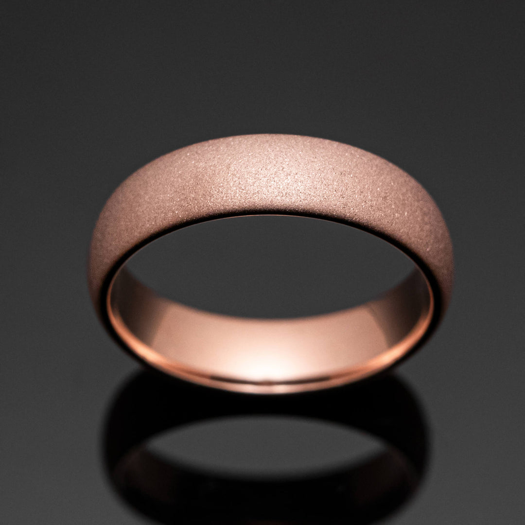 Rose Gold Sandblasted Tungsten Wedding Band Ring in 6mm Width