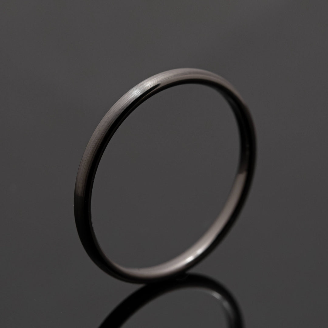 Gunmetal Brushed Obsidian Style Tungsten Wedding Ring - in 2mm Width