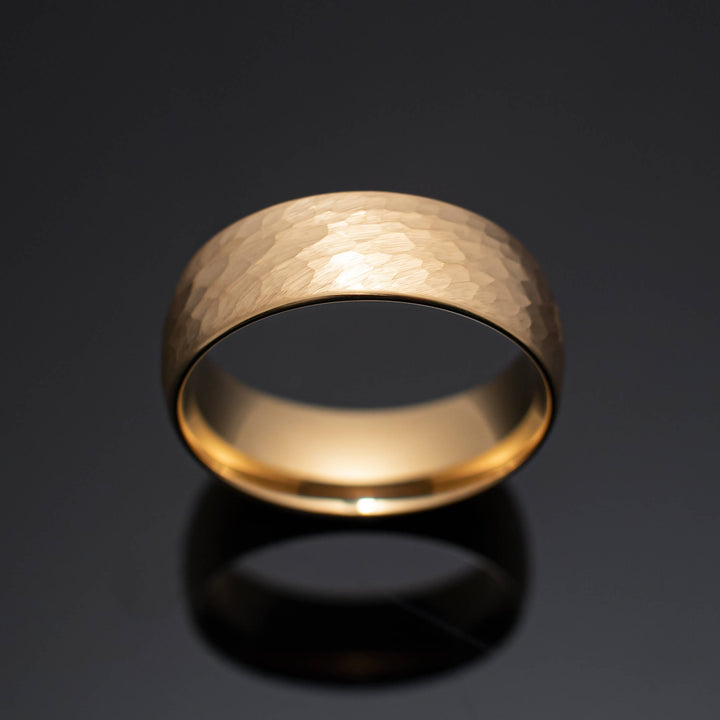 Gold Hammered Tungsten Wedding Band - in 8mm Width