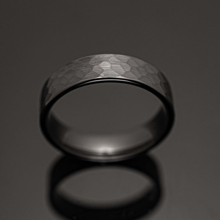 Black Halo Hammered Wedding Band - in 6mm Width