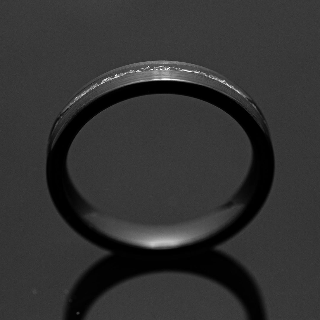 Black Meteorite Brushed Wedding Ring - in 4mm Width