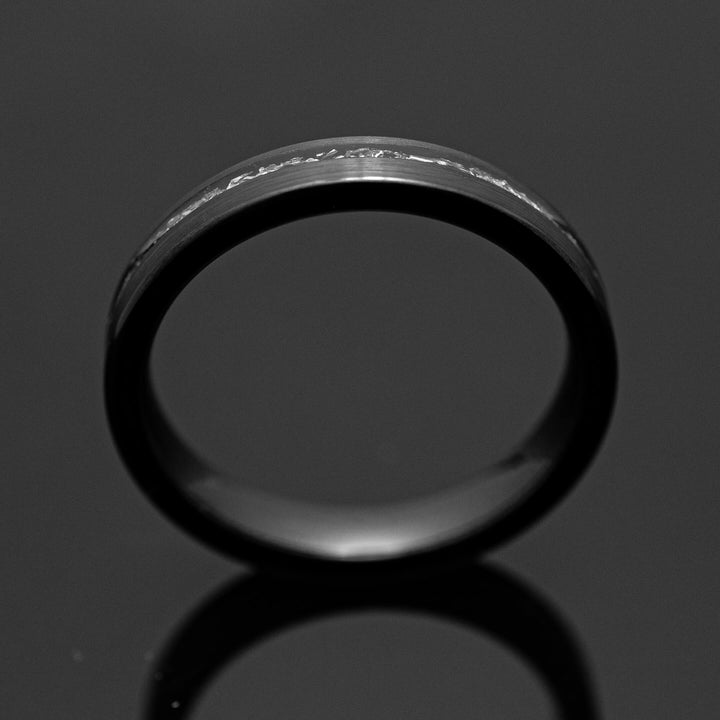 Black Meteorite Brushed Wedding Ring - in 4mm Width