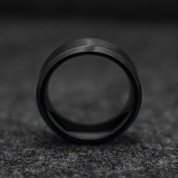 Black Obsidian Brushed Wedding Ring - in 8mm Width