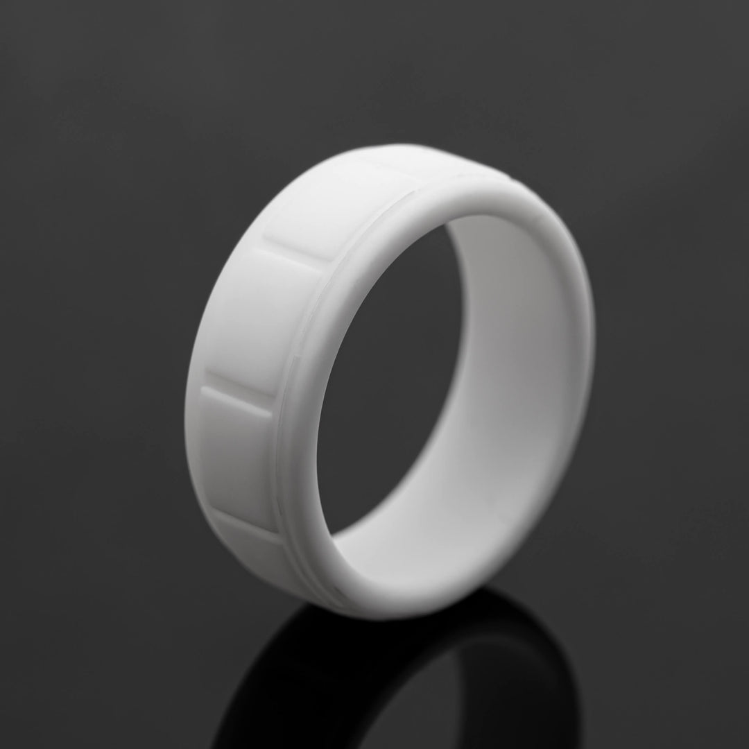 8mm White Silicone Wedding Band | Unisex Rubber Ring