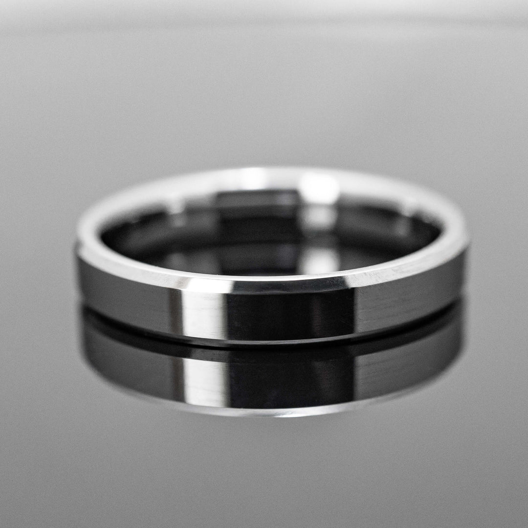 Silver Polished Tungsten Wedding Ring - in 4mm Width