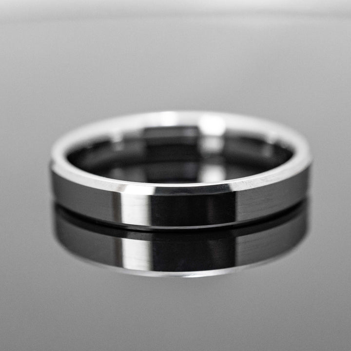 Silver Polished Tungsten Wedding Ring - in 4mm Width