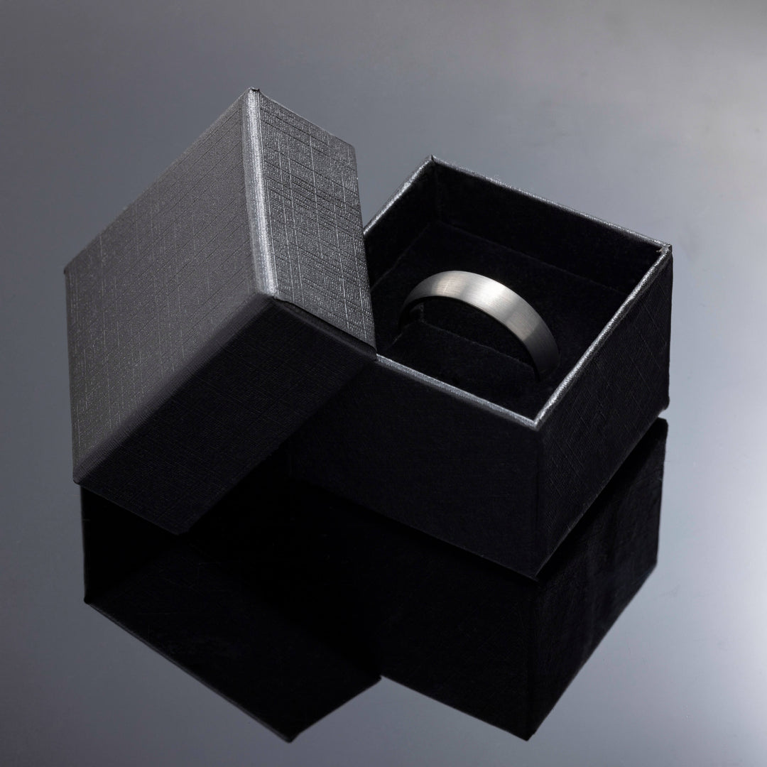Silver Brushed Tungsten Wedding Ring with Blue inlay - in 6mm Width