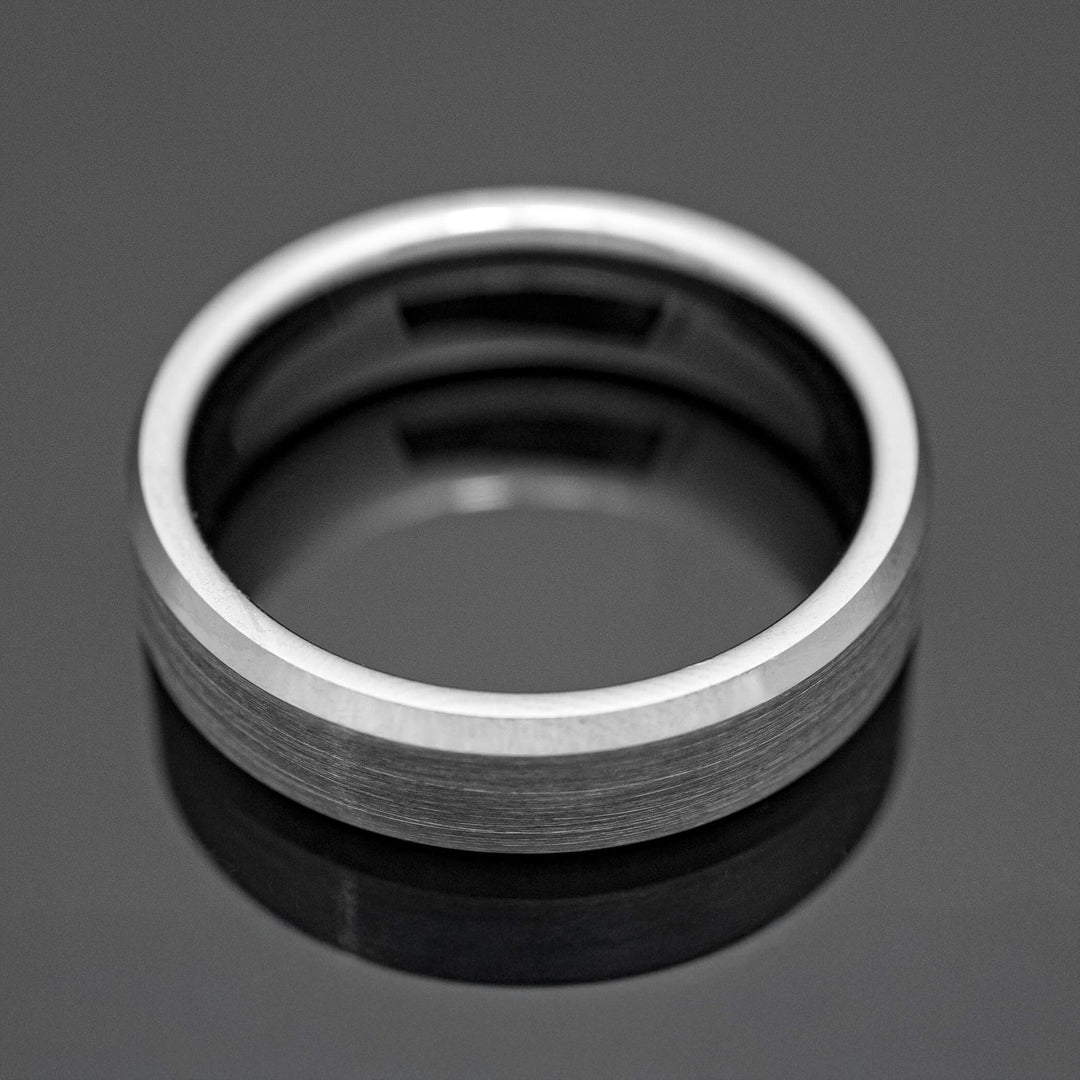 Silver Brushed Beveled Wedding Ring - in 6mm Width