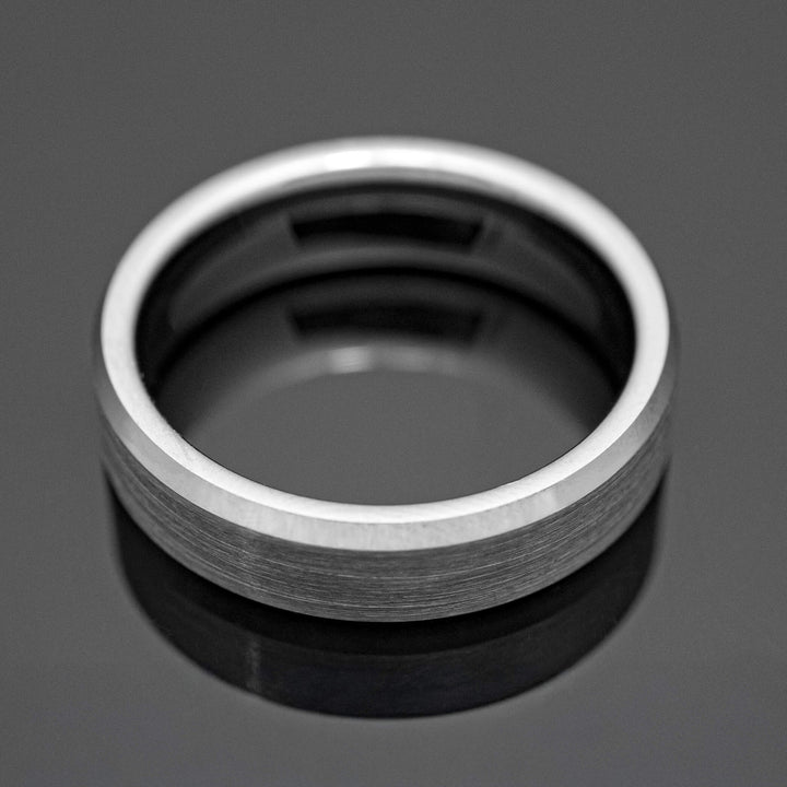 Silver Brushed Beveled Wedding Ring - in 6mm Width