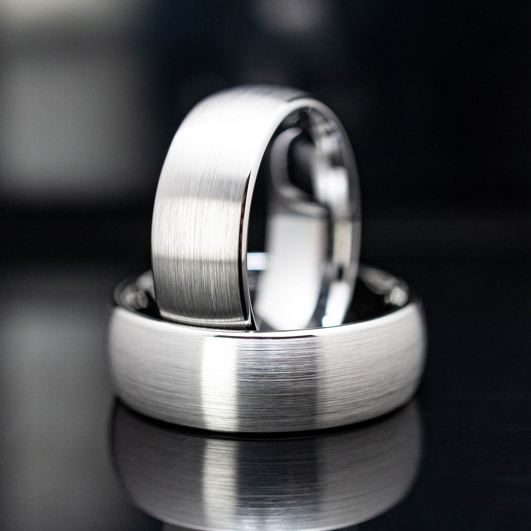 Silver Brushed Tungsten Wedding Ring - in 8mm Width