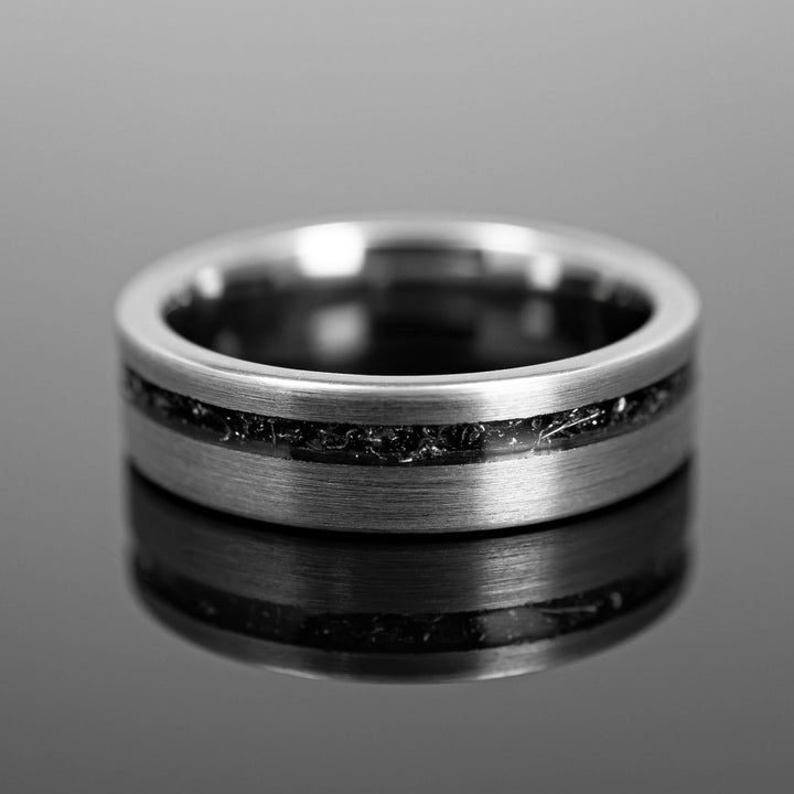 Silver Meteorite Brushed Wedding Ring - in 6mm Width