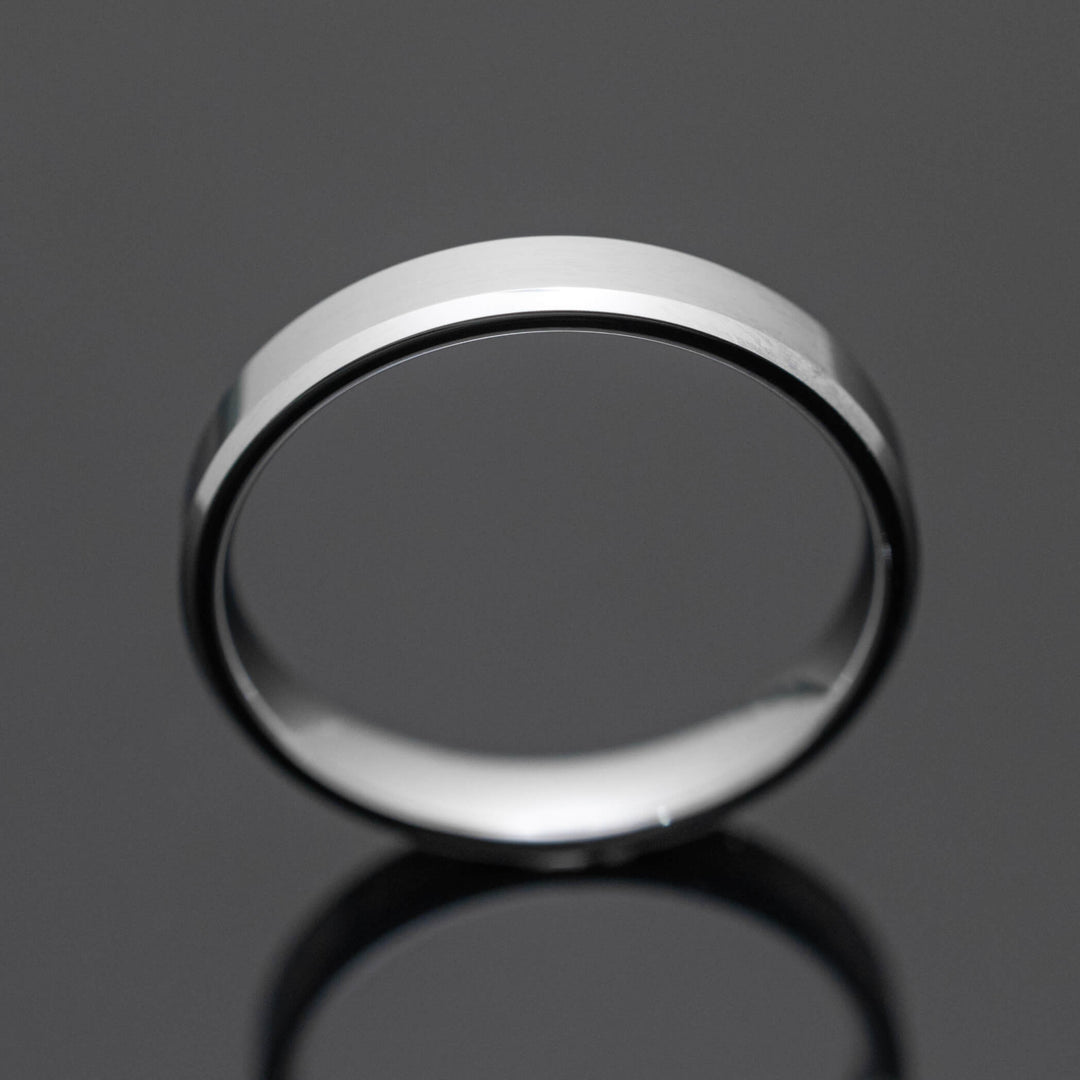 Silver Polished Tungsten Wedding Ring - in 4mm Width