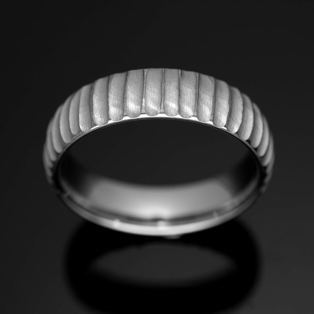 Silver Hammered Custom Tungsten Wedding Band - in 6mm Width