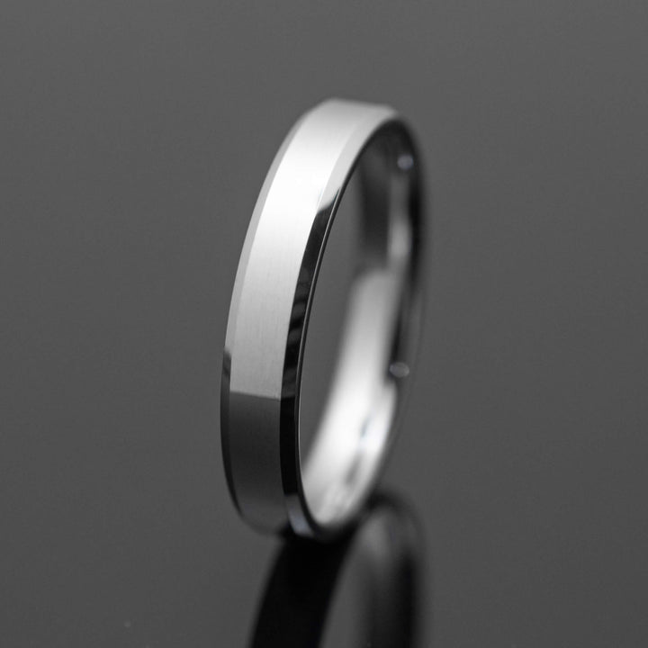 Silver Polished Tungsten Wedding Ring - in 4mm Width