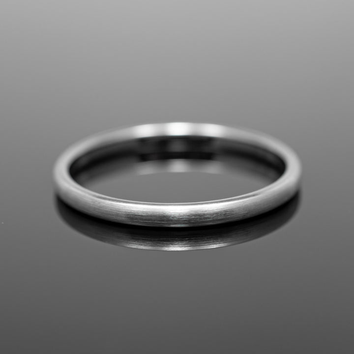Silver Brushed Thin Tungsten Ring - in 2mm Width