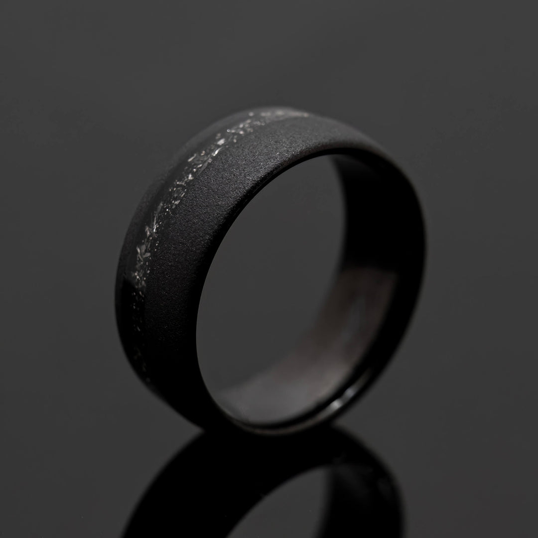 Black Meteorite Sandblasted Wedding ring - in 8mm Width