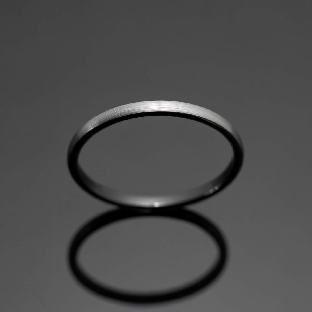 Silver Brushed Tungsten Ring - in 2mm Width