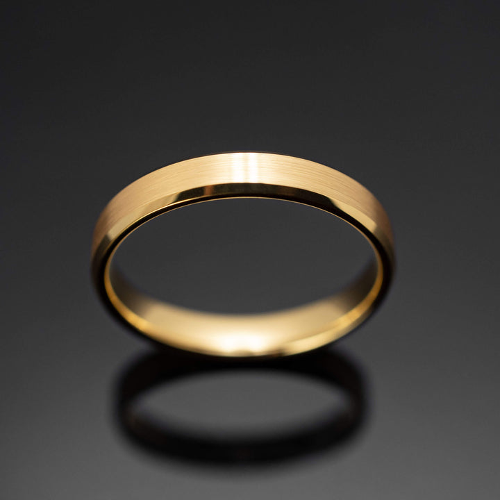 Gold Brushed Tungsten Wedding Band Ring - in 4mm Width