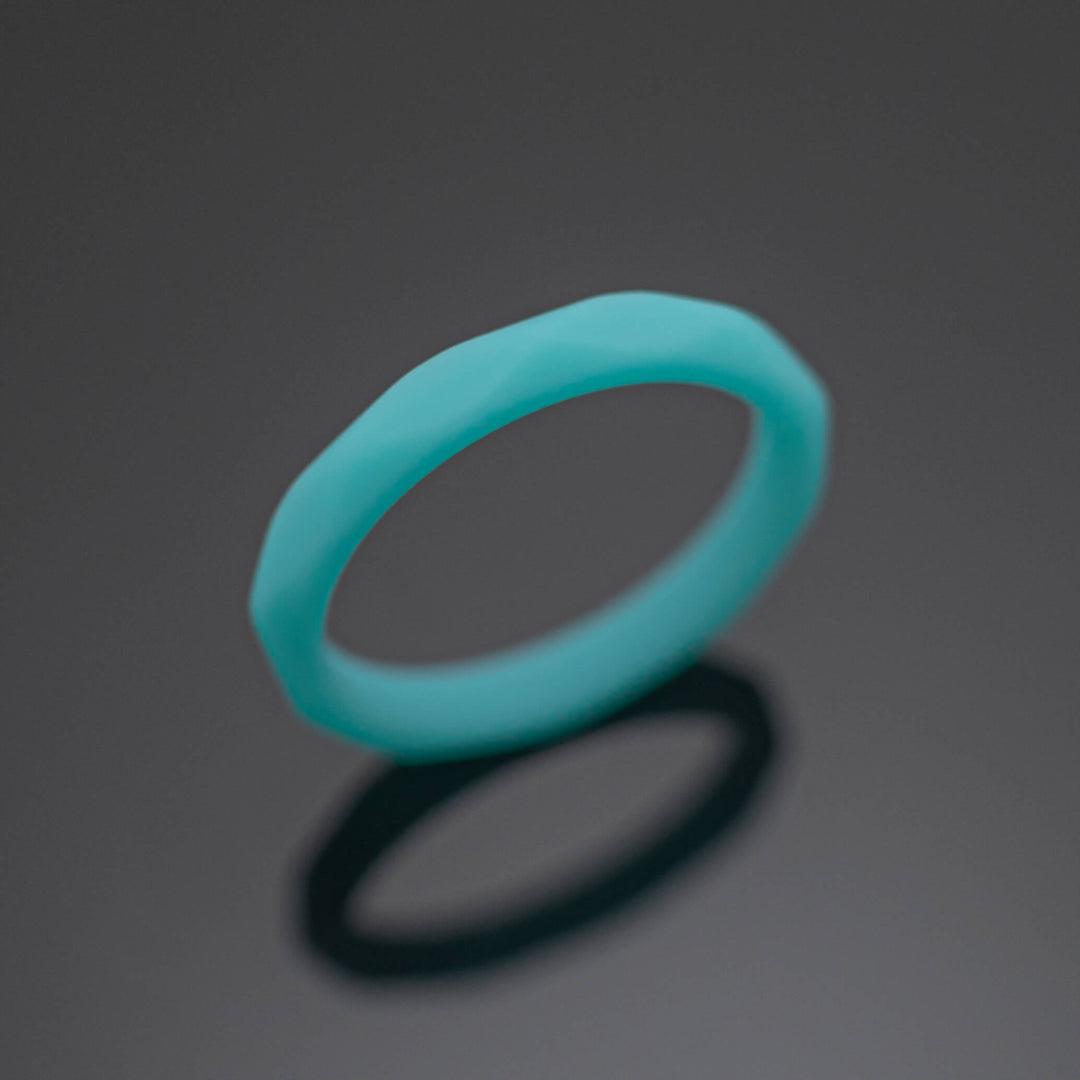 Women Silicone Wedding Bands | 3 Rubber Ring Set | White/Black/Turquoise