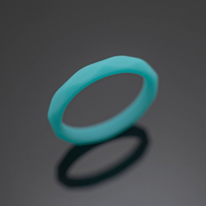 Women Silicone Wedding Bands | 3 Rubber Ring Set | White/Black/Turquoise