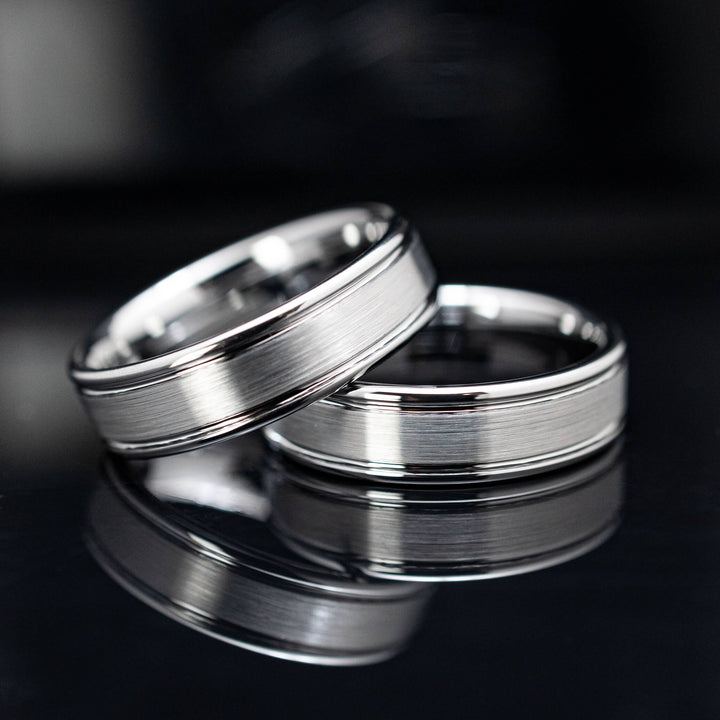 Silver Brushed Tungsten Wedding Ring - in 6mm Width
