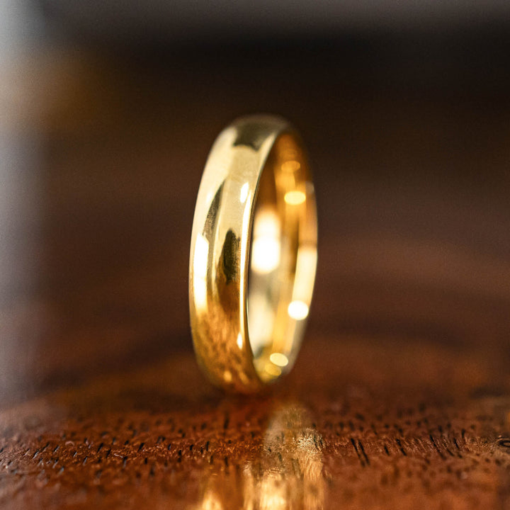 Polished Yellow Gold* Tungsten Carbide Unisex Band - in 4mm Width