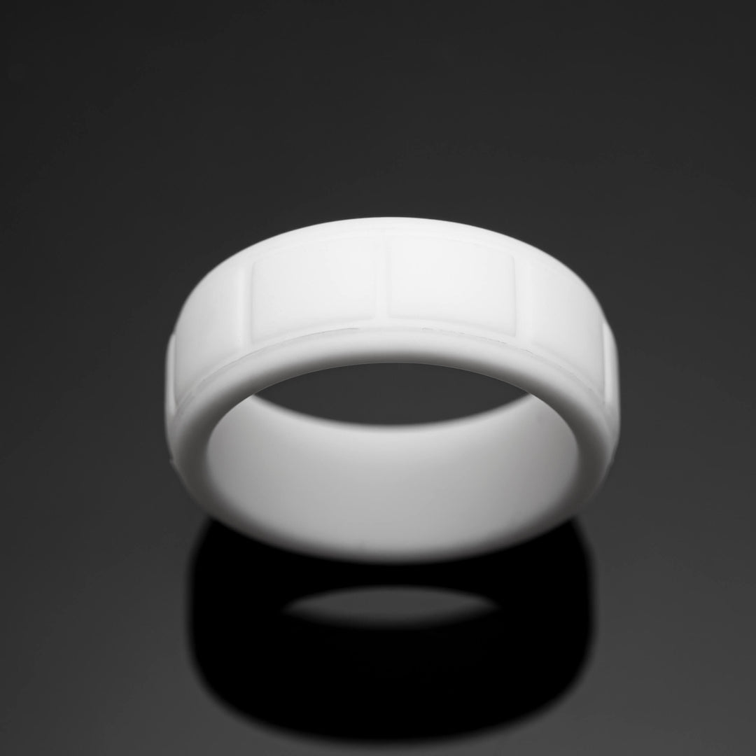 8mm White Silicone Wedding Band | Unisex Rubber Ring