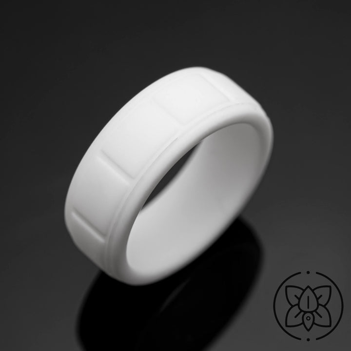 8mm White Silicone Wedding Band | Unisex Rubber Ring