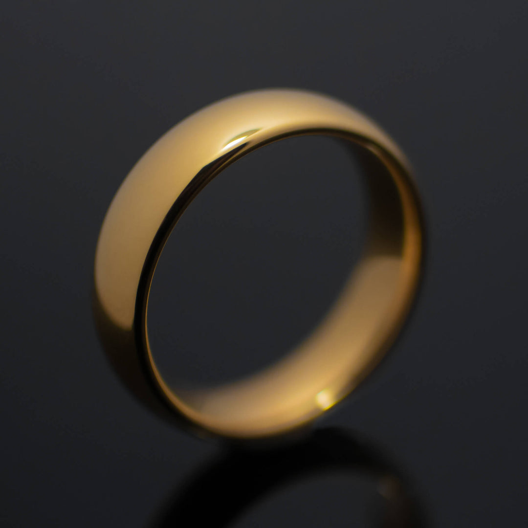 Polished Yellow Gold* Tungsten Carbide Unisex Band - in 6mm Width